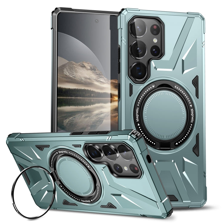 For Samsung Galaxy S25 Ultra 5G MagSafe Magnetic Shockproof Phone Case with Ring Holder(Green) by buy2fix