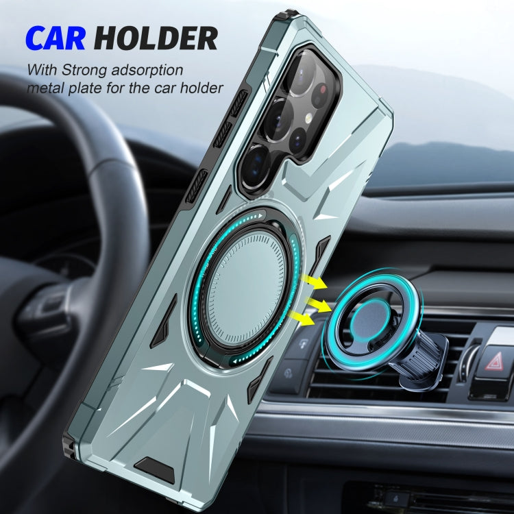 For Samsung Galaxy S25 Ultra 5G MagSafe Magnetic Shockproof Phone Case with Ring Holder(Green) by buy2fix