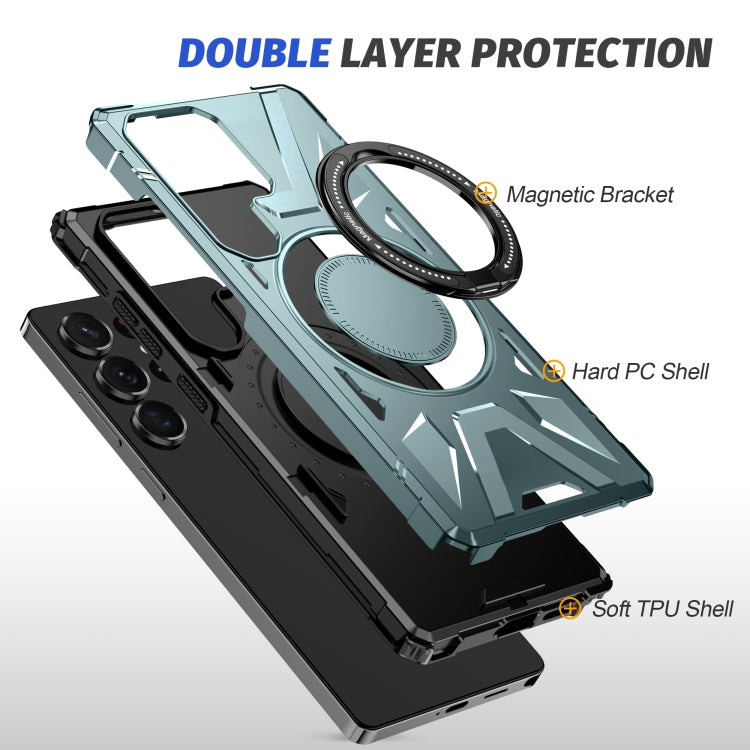 For Samsung Galaxy S25 Ultra 5G MagSafe Magnetic Shockproof Phone Case with Ring Holder(Green) by buy2fix