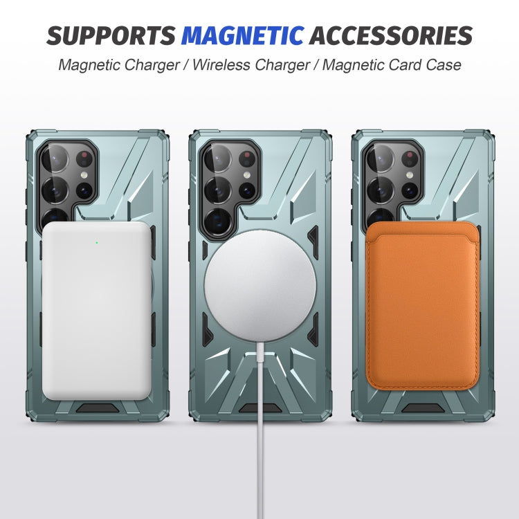 For Samsung Galaxy S25 Ultra 5G MagSafe Magnetic Shockproof Phone Case with Ring Holder(Green) by buy2fix