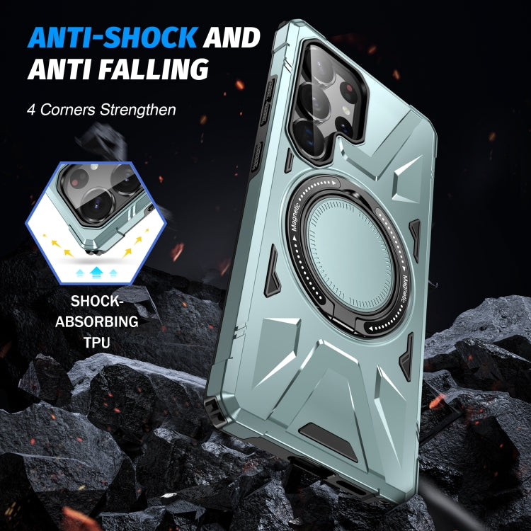 For Samsung Galaxy S25 Ultra 5G MagSafe Magnetic Shockproof Phone Case with Ring Holder(Green) by buy2fix