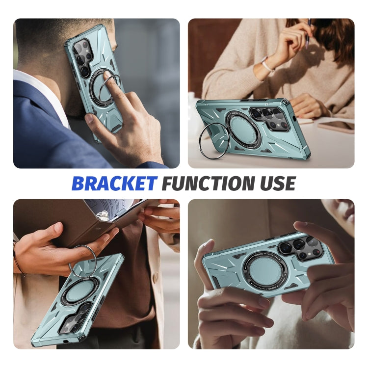 For Samsung Galaxy S25 Ultra 5G MagSafe Magnetic Shockproof Phone Case with Ring Holder(Green) by buy2fix