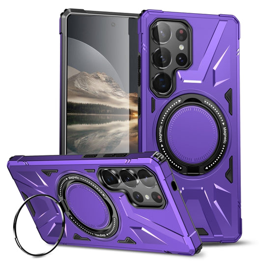 For Samsung Galaxy S25 Ultra 5G MagSafe Magnetic Shockproof Phone Case with Ring Holder(Purple) by buy2fix