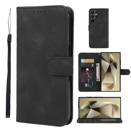 For Samsung Galaxy S25 Ultra 5G Skin Feel Geometric Lines Leather Phone Case(Black) by buy2fix