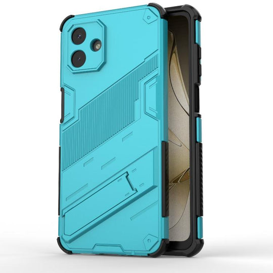 For Samsung Galaxy A07 4G Punk Armor 2 in 1 PC + TPU Shockproof Phone Case with Invisible Holder(Blue)