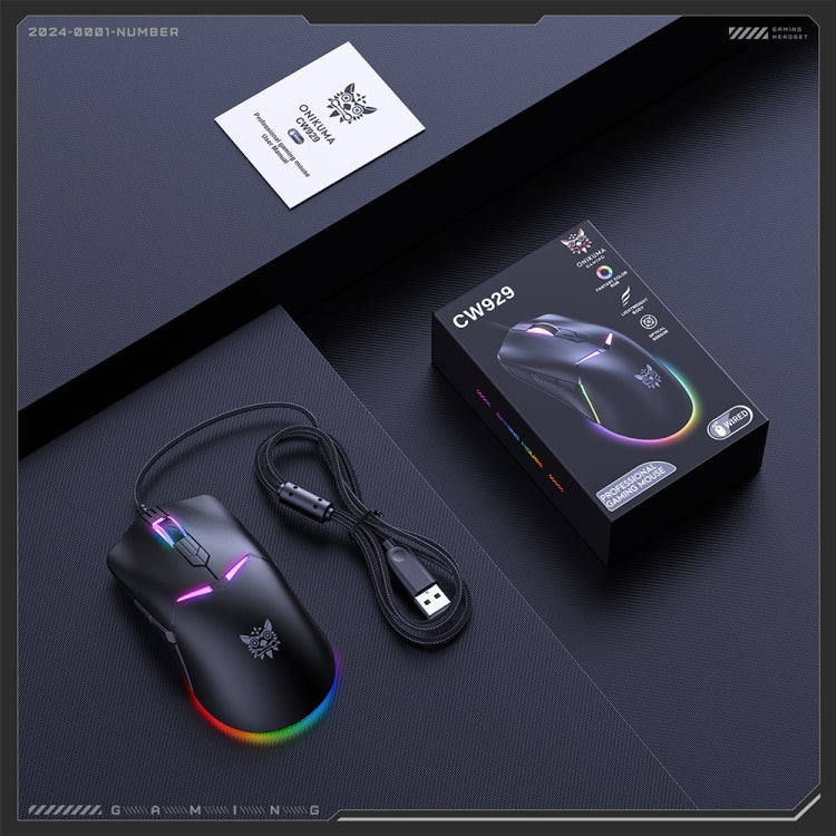 ONIKUMA CW929 RGB 6400DPI Wired Mouse(Black) - Wired Mice by ONIKUMA | Online Shopping UK | buy2fix