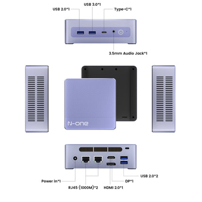 N-one NPC S Windows 11 Pro Mini PC, Intel Alder Lake N95, Support HDMI / RJ45, Plug Type:US Plug(Grey) - Windows Mini PCs by buy2fix | Online Shopping UK | buy2fix