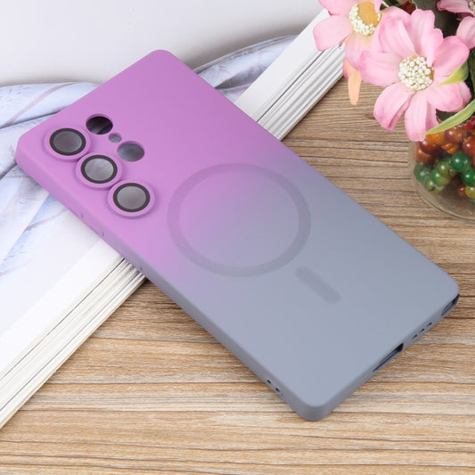 For Samsung Galaxy S25 Ultra 5G Liquid TPU Silicone Gradient MagSafe Phone Case(Purple Grey) by buy2fix