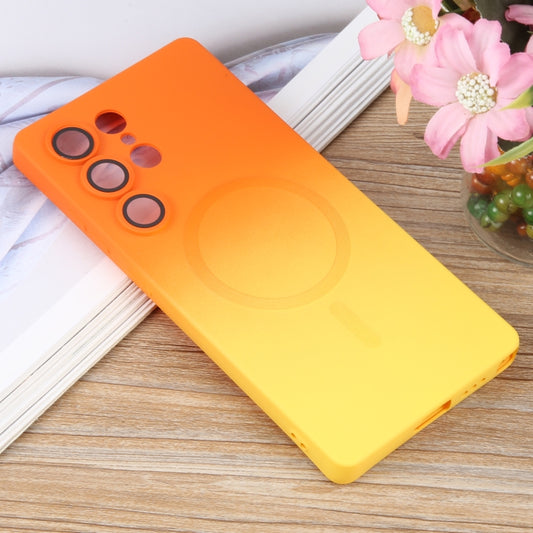 For Samsung Galaxy S25 Ultra 5G Liquid TPU Silicone Gradient MagSafe Phone Case(Orange Yellow) by buy2fix