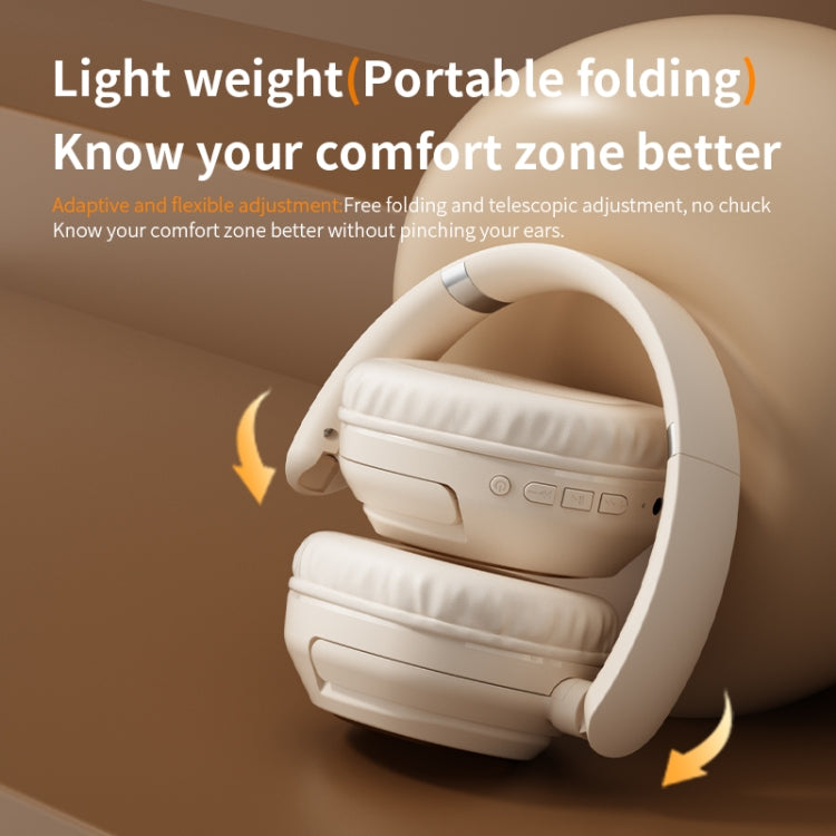 BH900 Stereo Head-mounted Noise Reduction Wireless Bluetooth Earphone(Khaki) - Headset & Headphone by buy2fix | Online Shopping UK | buy2fix