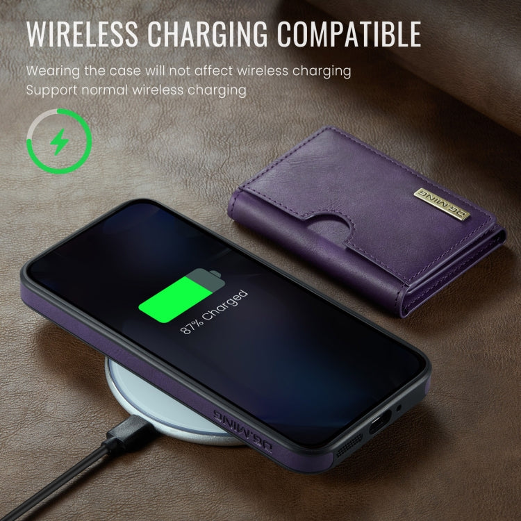 For Google Pixel 9 Pro XL DG.MING M6 Series RFID Tri-fold Card Bag Removable Leather Phone Case(Purple) by DG.MING