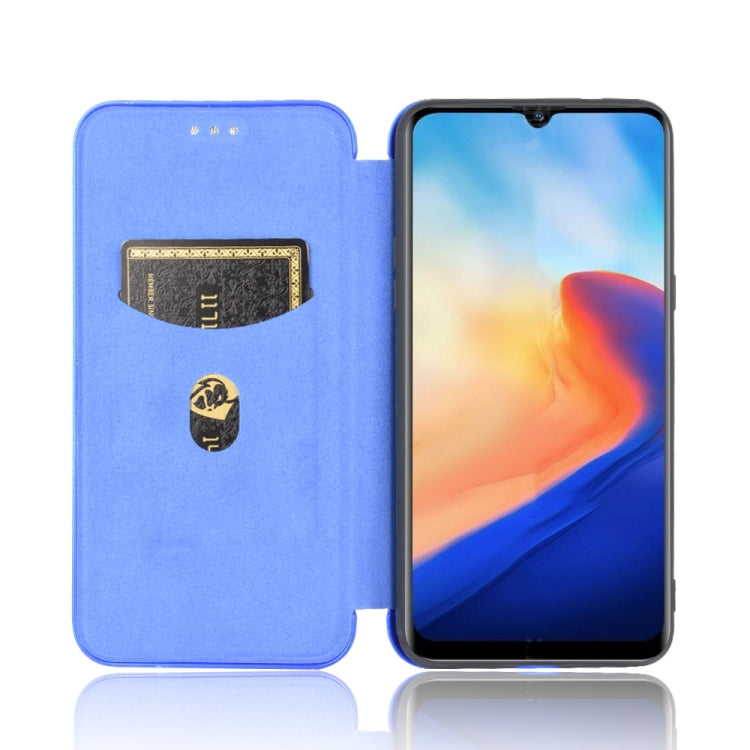For Blackview A80 Carbon Fiber Texture Horizontal Flip TPU + PC + PU Leather Case with Card Slot(Blue) by buy2fix