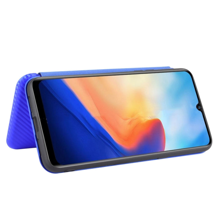 For Blackview A80 Carbon Fiber Texture Horizontal Flip TPU + PC + PU Leather Case with Card Slot(Blue) by buy2fix