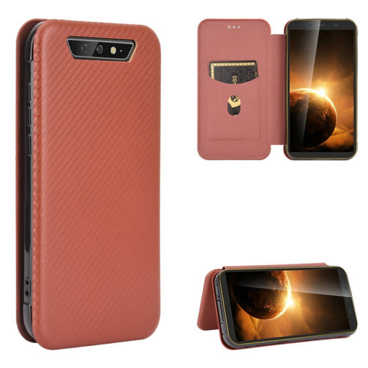 For Blackview BV5500 / BV5500 Pro / BV5500 Plus Carbon Fiber Texture Horizontal Flip TPU + PC + PU Leather Case with Card Slot(Brown) - More Brand by buy2fix | Online Shopping UK | buy2fix
