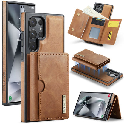 For Samsung Galaxy S24 Ultra 5G DG.MING M6 Series RFID Tri-fold Card Bag Removable Leather Phone Case(Brown) - Galaxy S24 Ultra 5G Cases by DG.MING | Online Shopping UK | buy2fix