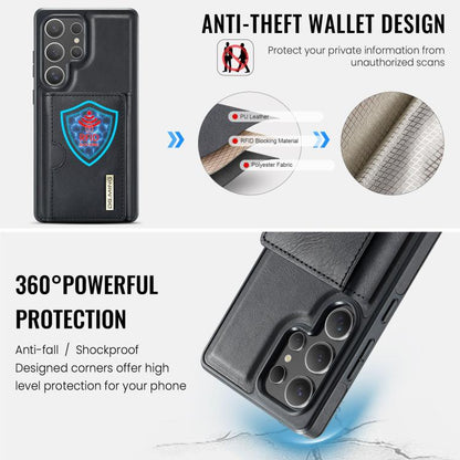 For Samsung Galaxy S25 Ultra 5G DG.MING M6 Series RFID Tri-fold Card Bag Removable Leather Phone Case(Black) - Galaxy S25 Ultra 5G Cases by DG.MING | Online Shopping UK | buy2fix