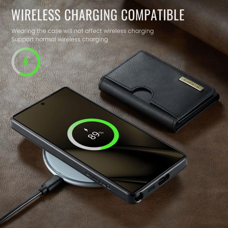 For Samsung Galaxy S25 Ultra 5G DG.MING M6 Series RFID Tri-fold Card Bag Removable Leather Phone Case(Black) - Galaxy S25 Ultra 5G Cases by DG.MING | Online Shopping UK | buy2fix