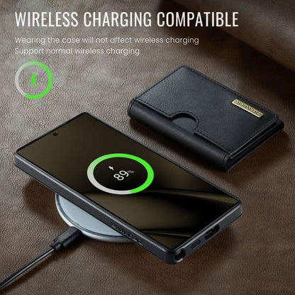 For Samsung Galaxy S25 Ultra 5G DG.MING M6 Series RFID Tri-fold Card Bag Removable Leather Phone Case(Black) - Galaxy S25 Ultra 5G Cases by DG.MING | Online Shopping UK | buy2fix