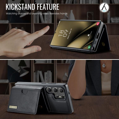For Samsung Galaxy S25 Ultra 5G DG.MING M6 Series RFID Tri-fold Card Bag Removable Leather Phone Case(Black) - Galaxy S25 Ultra 5G Cases by DG.MING | Online Shopping UK | buy2fix