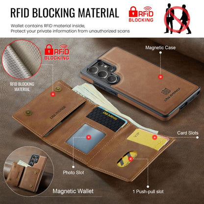 For Samsung Galaxy S25 Ultra 5G DG.MING M6 Series RFID Tri-fold Card Bag Removable Leather Phone Case(Brown) - Galaxy S25 Ultra 5G Cases by DG.MING | Online Shopping UK | buy2fix