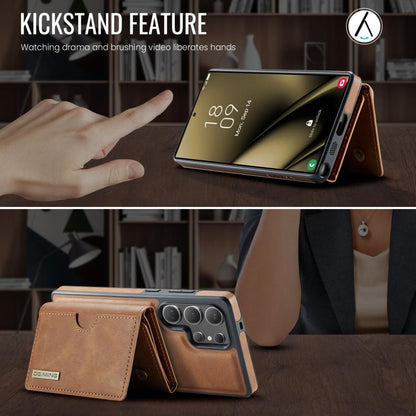 For Samsung Galaxy S25 Ultra 5G DG.MING M6 Series RFID Tri-fold Card Bag Removable Leather Phone Case(Brown) - Galaxy S25 Ultra 5G Cases by DG.MING | Online Shopping UK | buy2fix