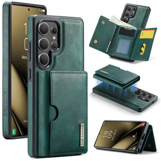 For Samsung Galaxy S25 Ultra 5G DG.MING M6 Series RFID Tri-fold Card Bag Removable Leather Phone Case(Green) - Galaxy S25 Ultra 5G Cases by DG.MING | Online Shopping UK | buy2fix