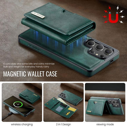 For Samsung Galaxy S25 Ultra 5G DG.MING M6 Series RFID Tri-fold Card Bag Removable Leather Phone Case(Green) - Galaxy S25 Ultra 5G Cases by DG.MING | Online Shopping UK | buy2fix