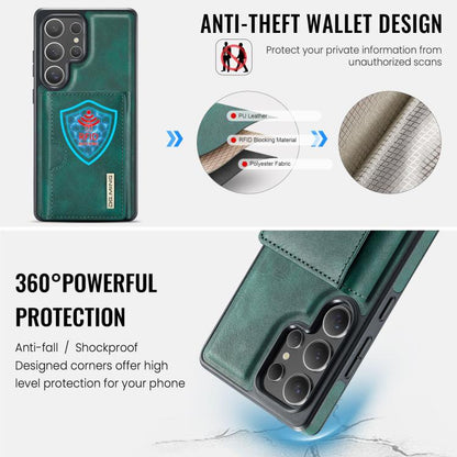 For Samsung Galaxy S25 Ultra 5G DG.MING M6 Series RFID Tri-fold Card Bag Removable Leather Phone Case(Green) - Galaxy S25 Ultra 5G Cases by DG.MING | Online Shopping UK | buy2fix