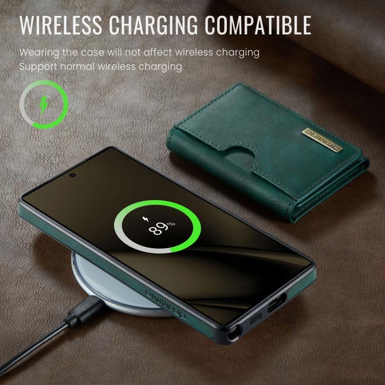 For Samsung Galaxy S25 Ultra 5G DG.MING M6 Series RFID Tri-fold Card Bag Removable Leather Phone Case(Green) - Galaxy S25 Ultra 5G Cases by DG.MING | Online Shopping UK | buy2fix