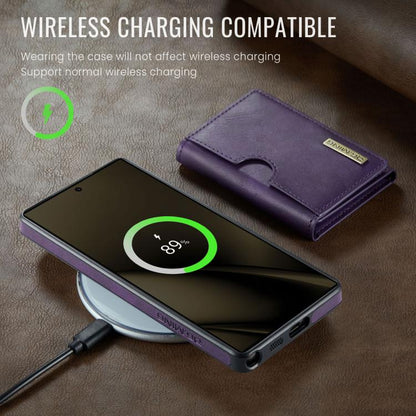 For Samsung Galaxy S25 Ultra 5G DG.MING M6 Series RFID Tri-fold Card Bag Removable Leather Phone Case(Purple) - Galaxy S25 Ultra 5G Cases by DG.MING | Online Shopping UK | buy2fix