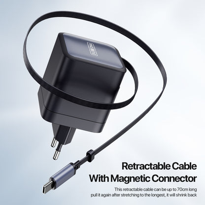 DUZZONA T10 PD 65W GaN Mini Type-C / USB-C Fast Charger with Cable, EU Plug(Black) - USB Charger by DUZZONA | Online Shopping UK | buy2fix
