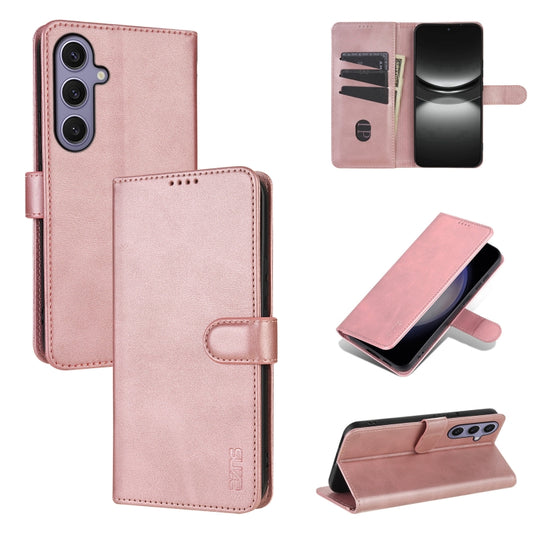 For Samsung Galaxy S25 5G AZNS Skin Feel Calf Texture Flip Leather Phone Case(Rose Gold) by AZNS