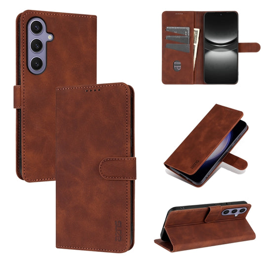 For Samsung Galaxy S25 5G AZNS Skin Feel Calf Texture Flip Leather Phone Case(Brown) by AZNS