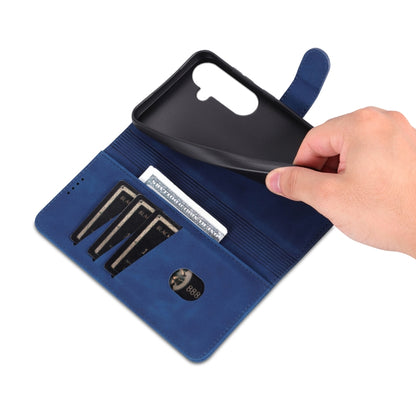 For Samsung Galaxy S25+ 5G AZNS Skin Feel Calf Texture Flip Leather Phone Case(Blue) by AZNS