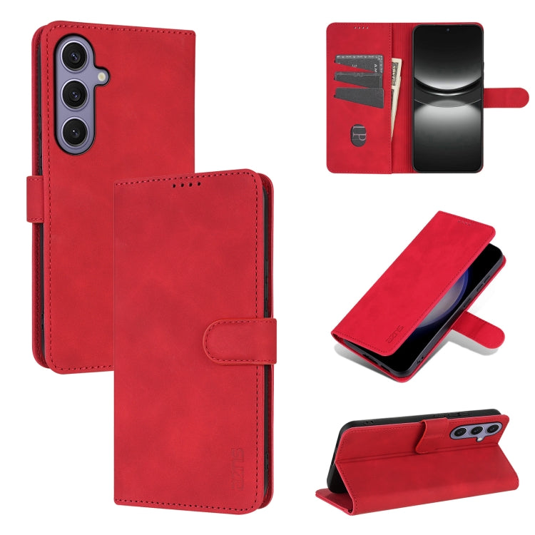 For Samsung Galaxy S25+ 5G AZNS Skin Feel Calf Texture Flip Leather Phone Case(Red) by AZNS