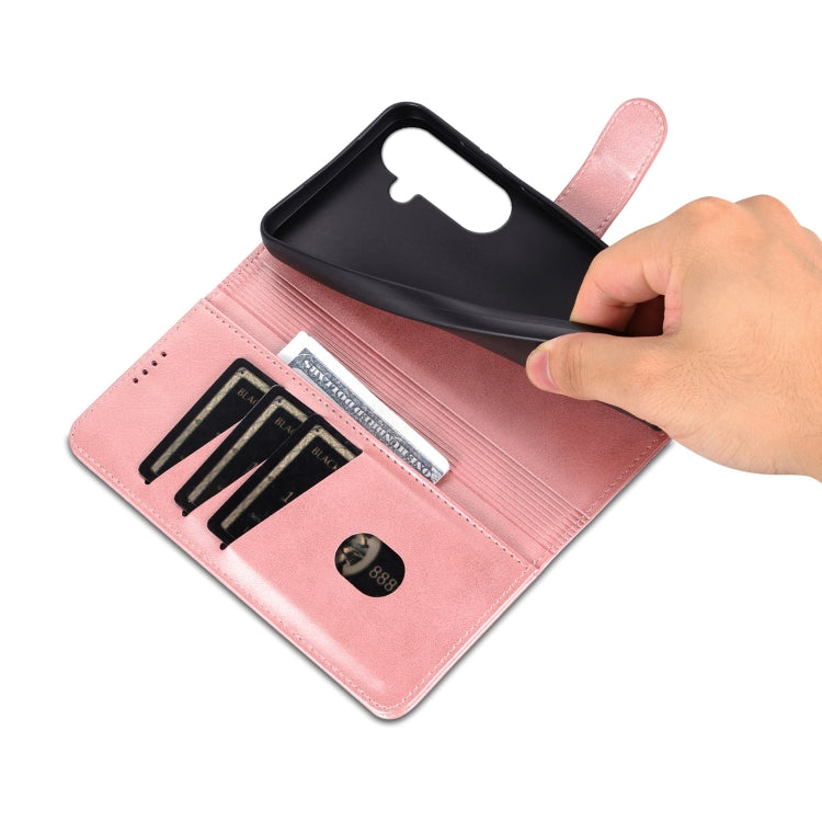 For Samsung Galaxy S25+ 5G AZNS Skin Feel Calf Texture Flip Leather Phone Case(Rose Gold) by AZNS