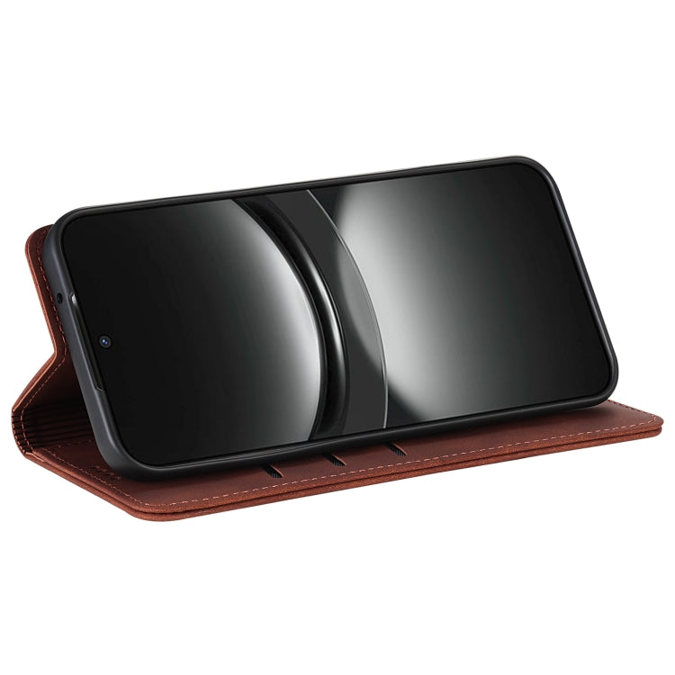 For Samsung Galaxy S25+ 5G AZNS Skin Feel Calf Texture Flip Leather Phone Case(Brown) by AZNS