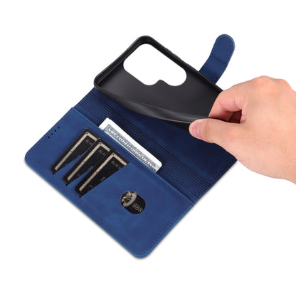 For Samsung Galaxy S25 Ultra 5G AZNS Skin Feel Calf Texture Flip Leather Phone Case(Blue) by AZNS