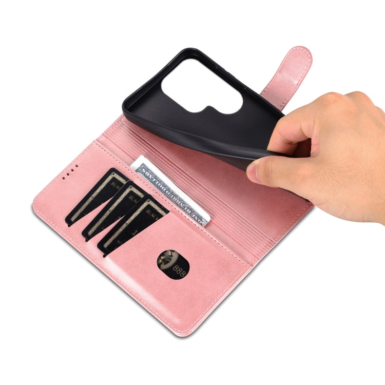 For Samsung Galaxy S25 Ultra 5G AZNS Skin Feel Calf Texture Flip Leather Phone Case(Rose Gold) by AZNS