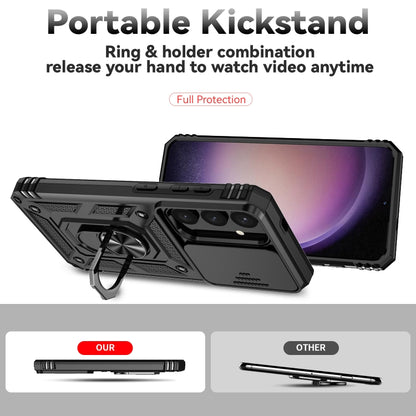 For Samsung Galaxy S25 5G Sliding Camshield Holder Phone Case(Black) by buy2fix