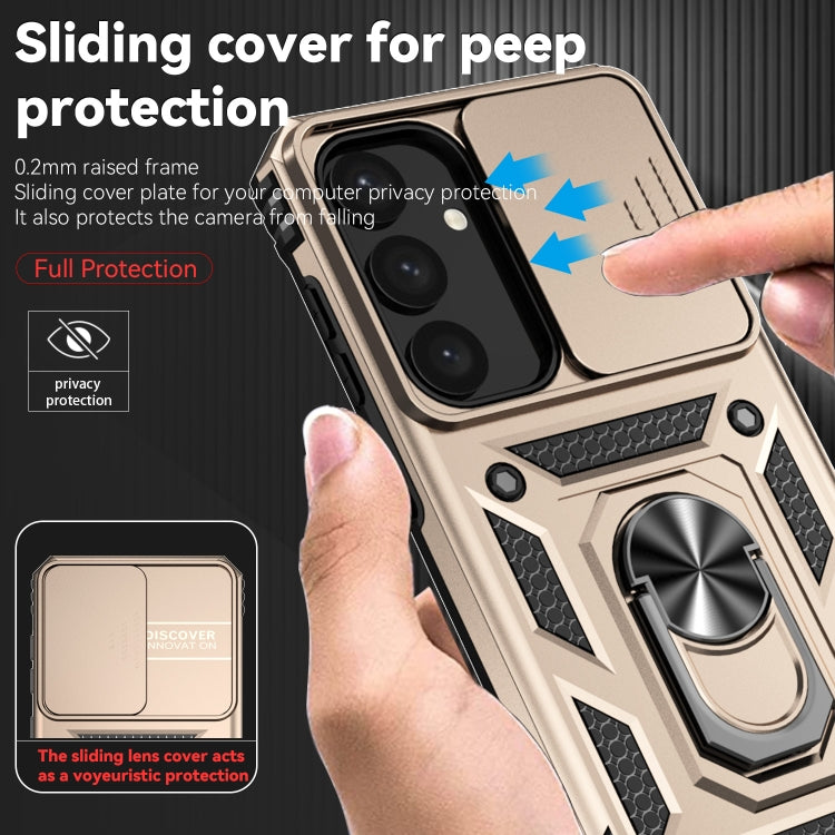For Samsung Galaxy S25+ 5G Sliding Camshield Holder Phone Case(Gold) by buy2fix