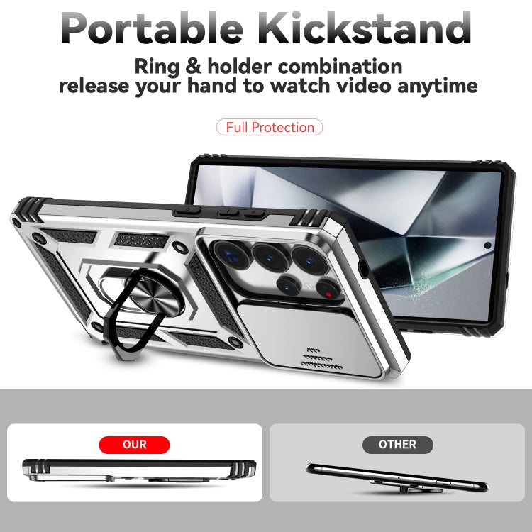 For Samsung Galaxy S25 Ultra 5G Sliding Camshield Holder Phone Case(Silver) by buy2fix