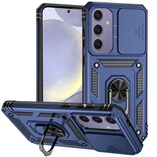 For Samsung Galaxy S24 FE 5G Sliding Camshield Holder Phone Case(Blue)