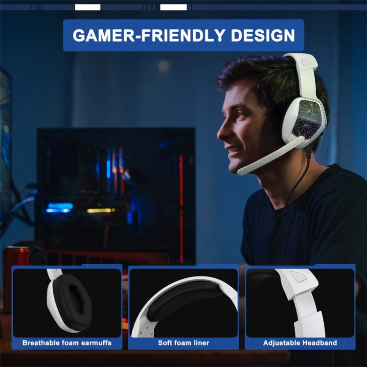 KOTION EACH G6000 On-Ear Gaming Headset with Mic, Length: About 2.1m(Black White) - Multimedia Headset by KOTION EACH | Online Shopping UK | buy2fix