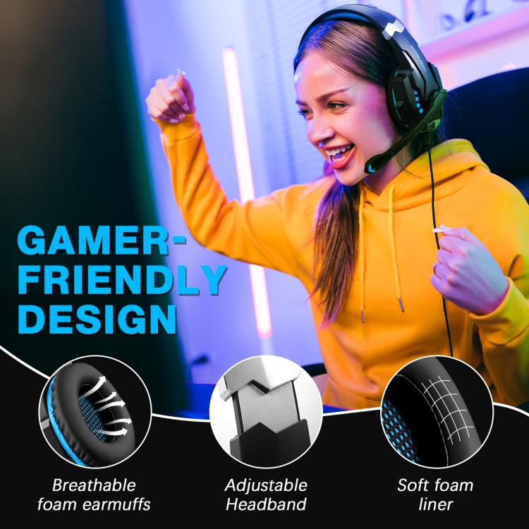 KOTION EACH G9000 Pro On-Ear Gaming Headset with Mic, Cable Length: About 2.1m(Black Blue) - Multimedia Headset by KOTION EACH | Online Shopping UK | buy2fix