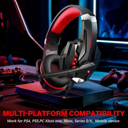 KOTION EACH G9000 Pro On-Ear Gaming Headset with Mic, Cable Length: About 2.1m(Black Red) - Multimedia Headset by KOTION EACH | Online Shopping UK | buy2fix