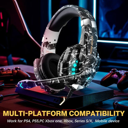KOTION EACH G9000 Pro On-Ear Gaming Headset with Mic, Cable Length: About 2.1m(Camouflage Grey) - Multimedia Headset by KOTION EACH | Online Shopping UK | buy2fix