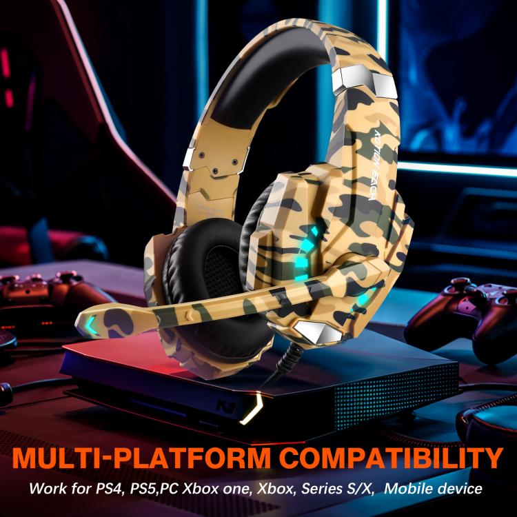 KOTION EACH G9000 Pro On-Ear Gaming Headset with Mic, Cable Length: About 2.1m(Camouflage Yellow) - Multimedia Headset by KOTION EACH | Online Shopping UK | buy2fix