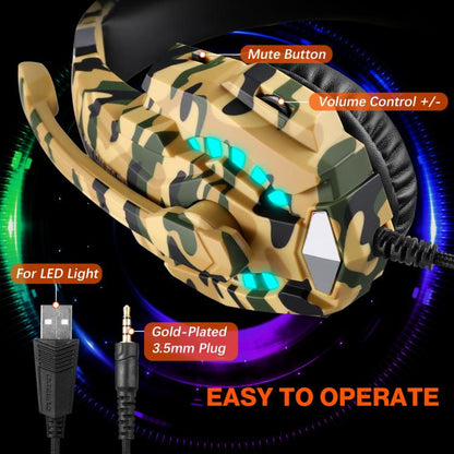 KOTION EACH G9000 Pro On-Ear Gaming Headset with Mic, Cable Length: About 2.1m(Camouflage Yellow) - Multimedia Headset by KOTION EACH | Online Shopping UK | buy2fix