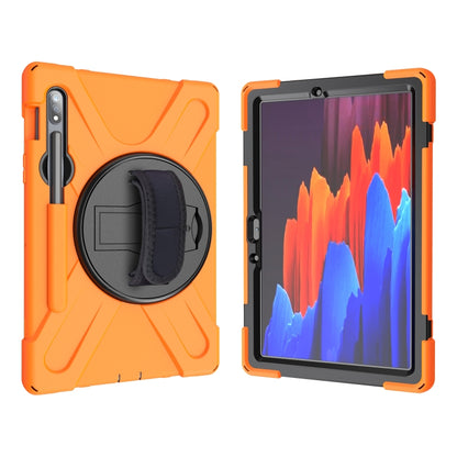 For Samsung Galaxy Tab S9 / Galaxy Tab S8 / Galaxy Tab S7 (2020) T870 Shockproof Colorful Silicone + PC Protective Case with Holder & Shoulder Strap & Hand Strap & Pen Slot(Orange) - Galaxy Tab S8 Cases by buy2fix | Online Shopping UK | buy2fix